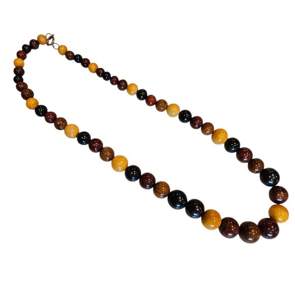 Brown Tone Beaded Necklace Earth Tones Casual Layer Boho Chic - Picture 7 of 7